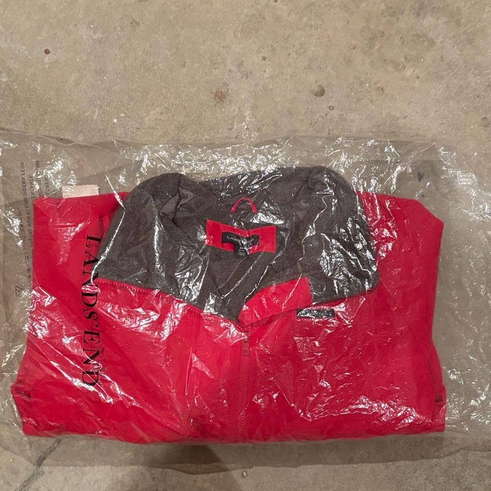 NWT Lands' End Vibrant Red and Charcoal Jacket